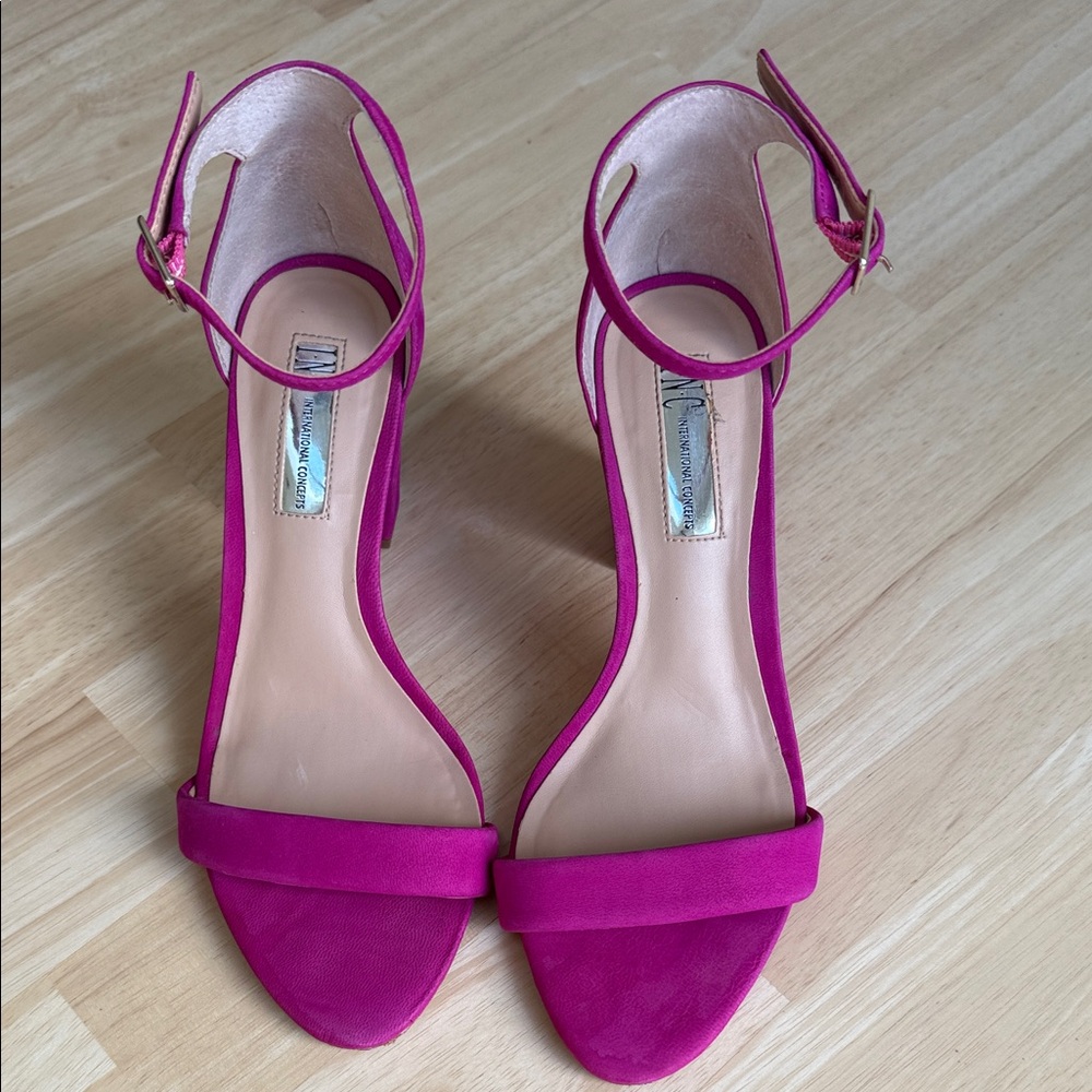 INC International Concepts Kivah Fuchsia Open-Toe Ankle Strap Heels